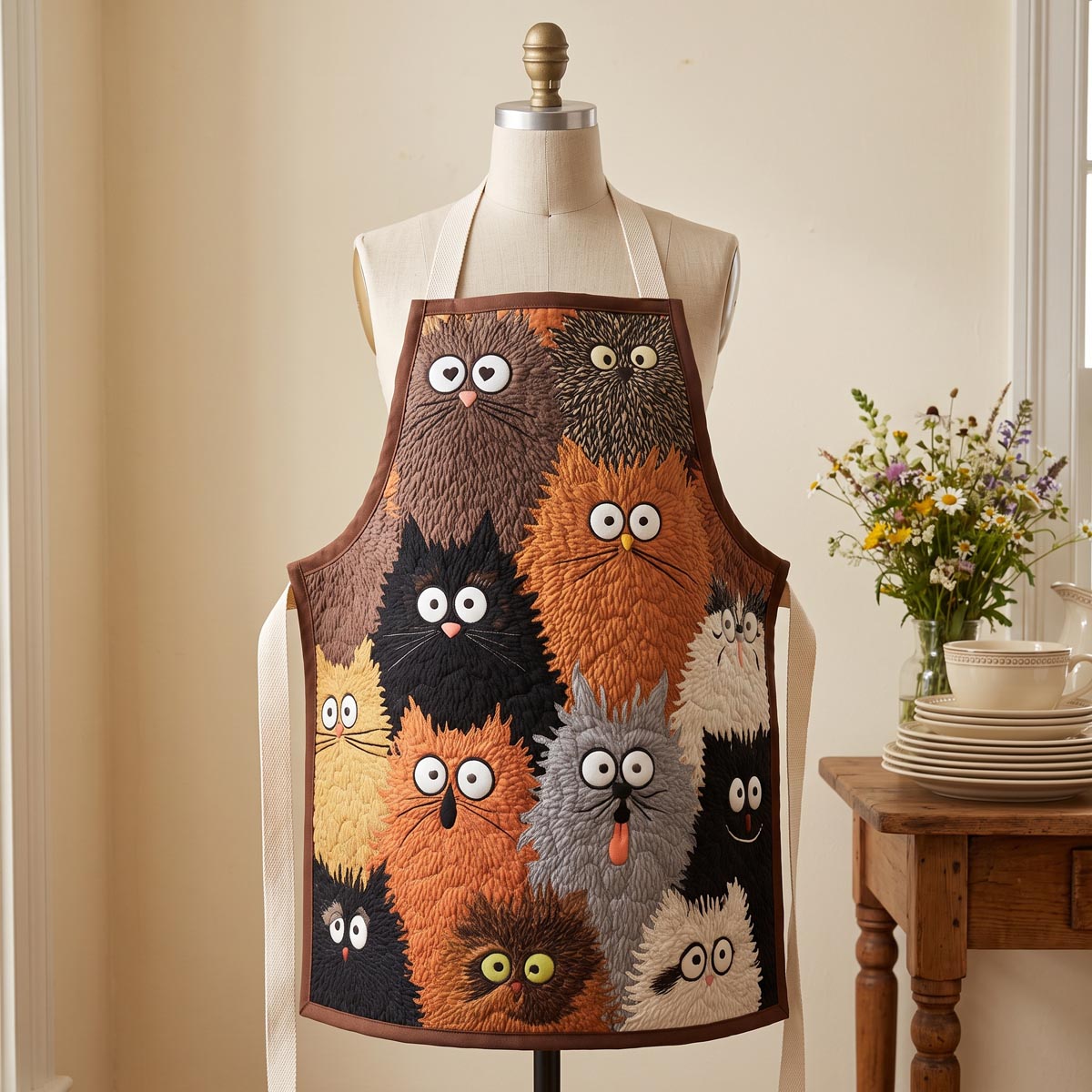 Tablier de cuisine matelassé Chatons Curieux