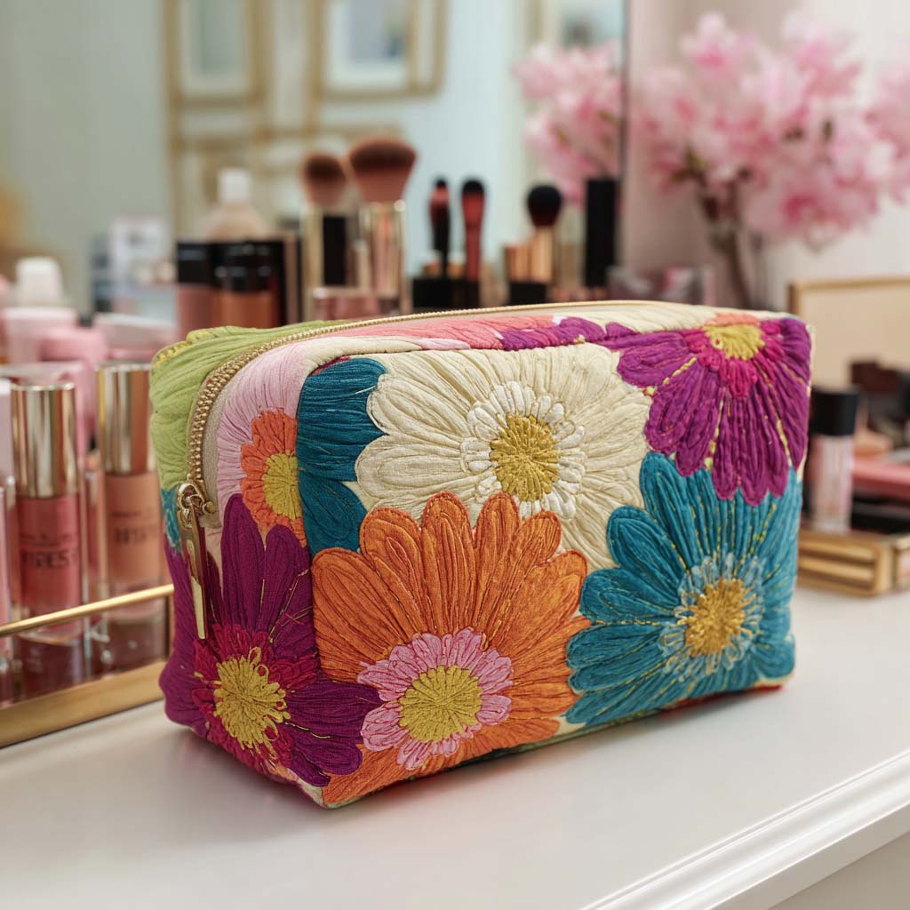 Trousse de maquillage matelassée Éclat de Marguerite
