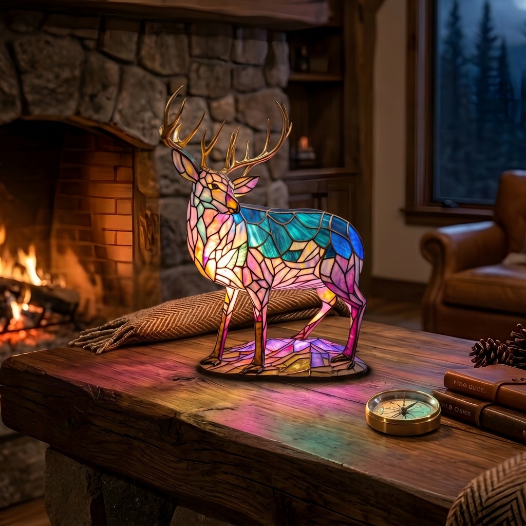 Hertenlamp Sand dierenlamp die gezellig gloeit in een kamer 's avonds