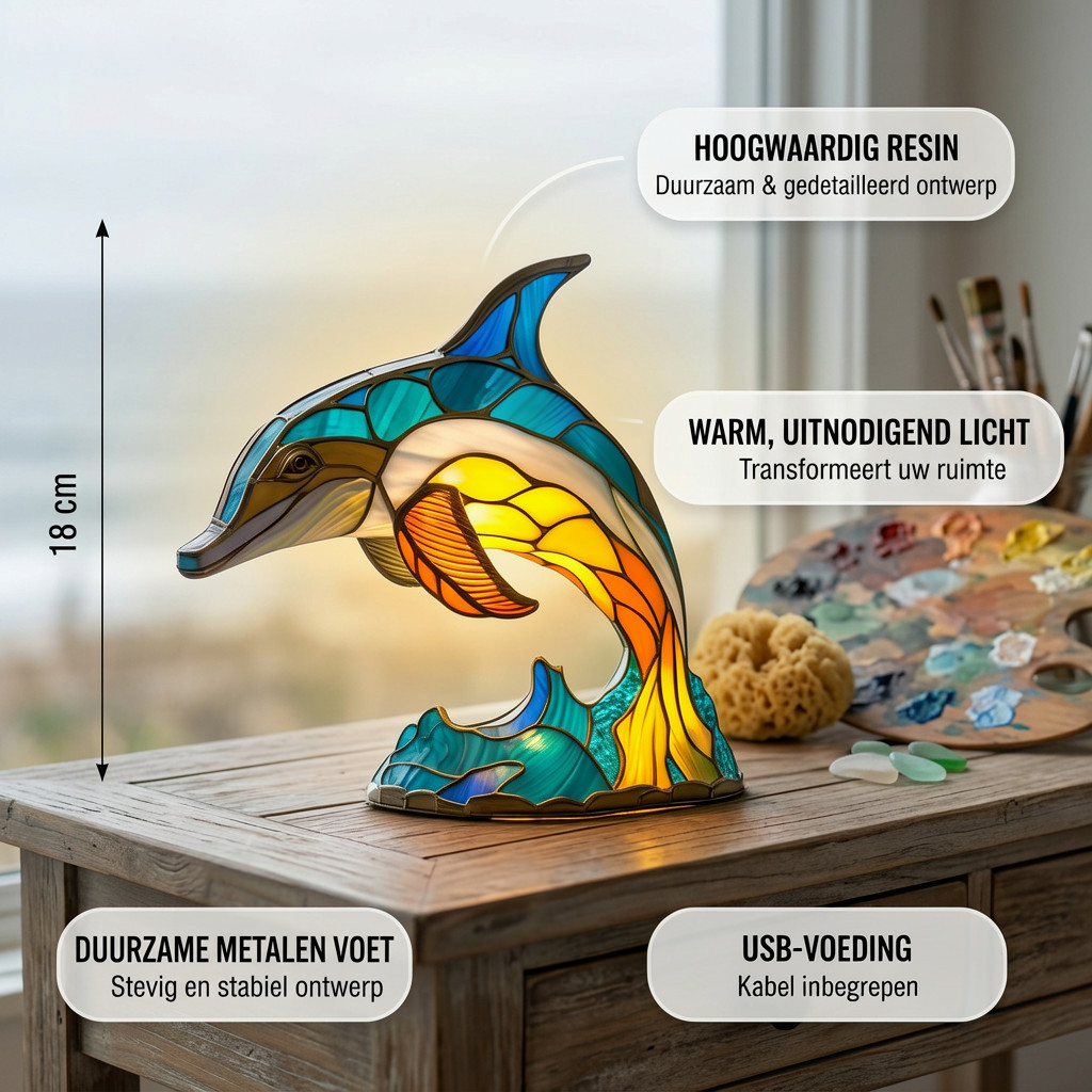 Cleo Dolfijn dierenlamp met productkenmerken