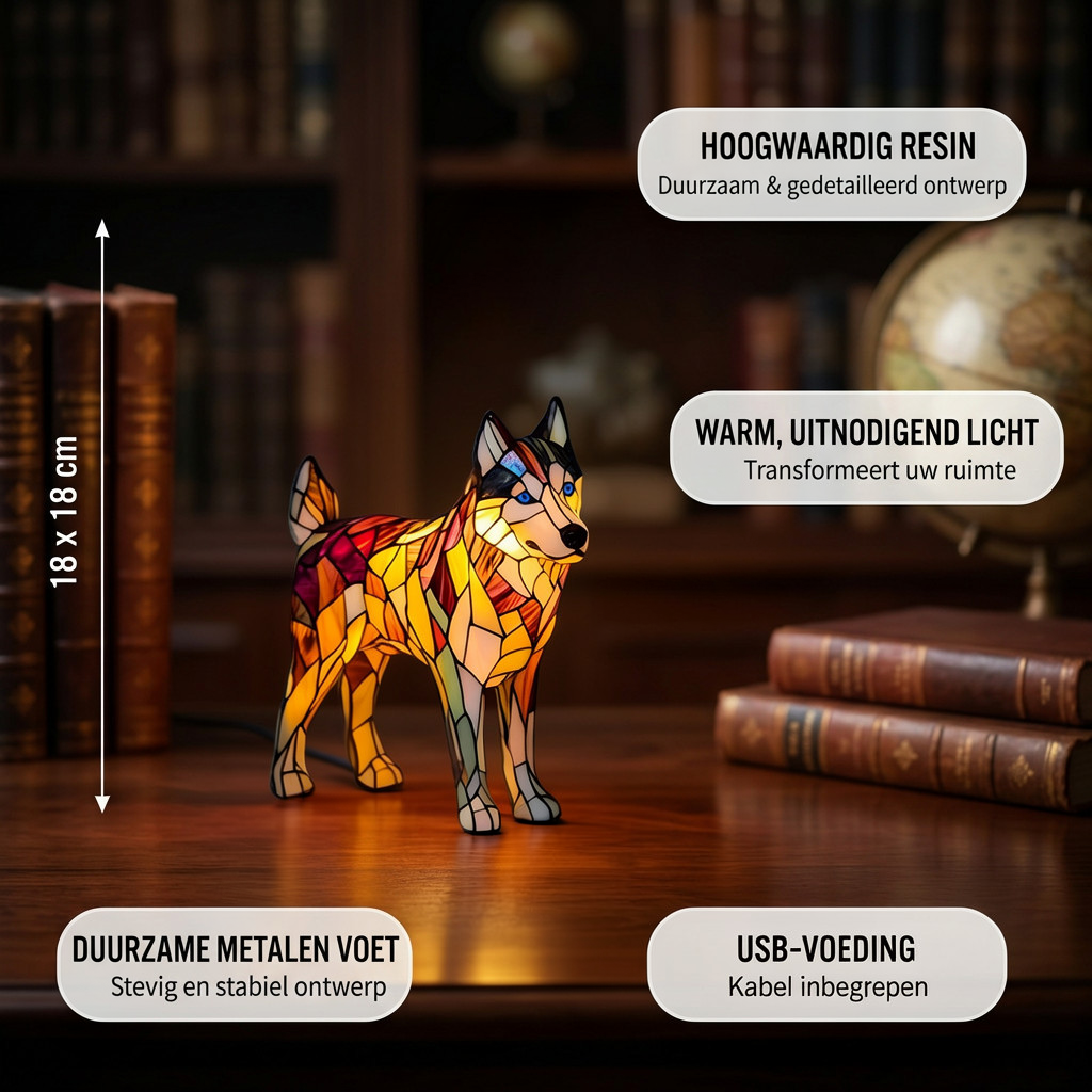 Nala Hond dierenlamp met productkenmerken