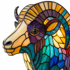 Close-up van de Jip Geit dierenlamp, kleurrijk mozaïekdetail
