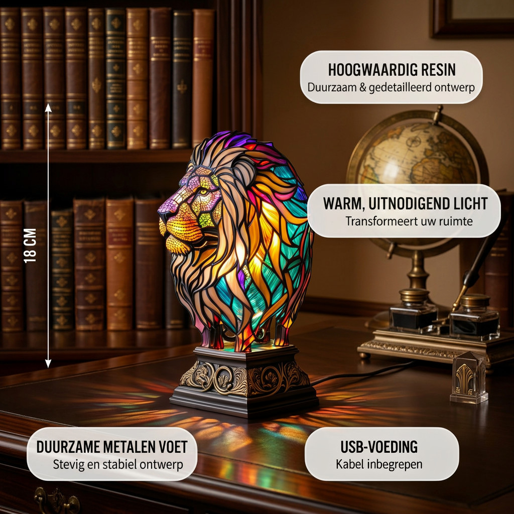 Betoverende Majestueuze Leeuw dierenlamp met productkenmerken