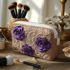 Trousse de maquillage matelassée Rose Enchantée