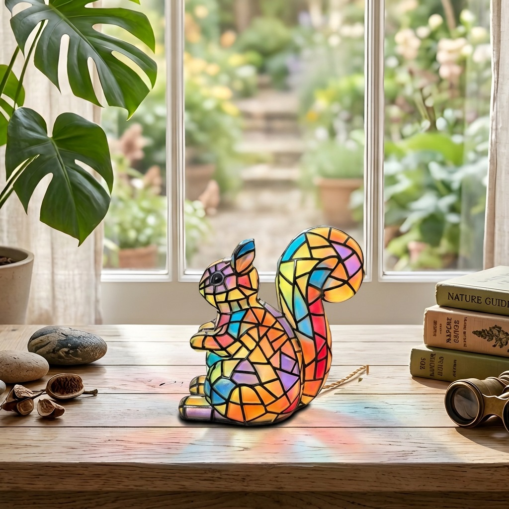 Alvin Eekhoorn dierenlamp op een houten tafel in een lichte kamer