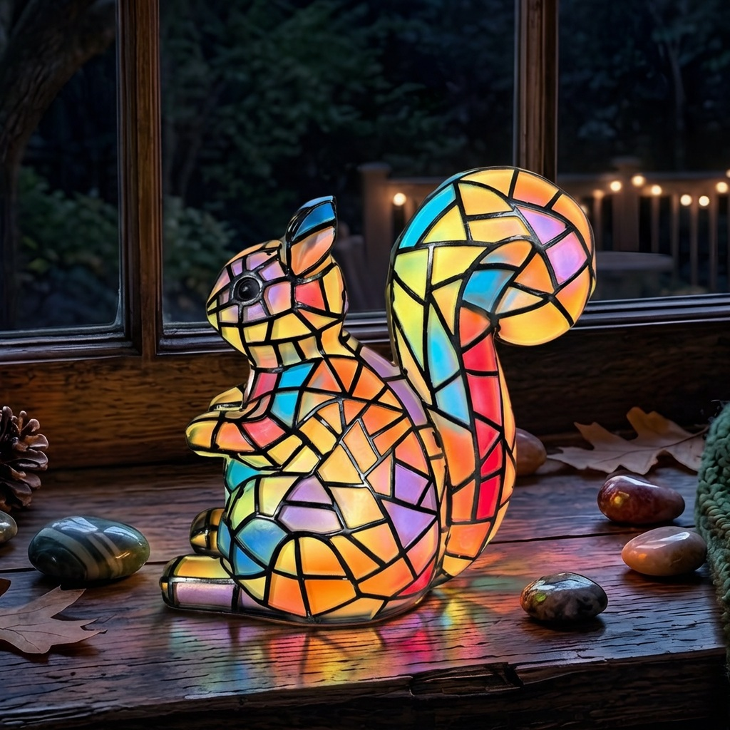 Alvin Eekhoorn dierenlamp die gezellig gloeit in een kamer 's avonds
