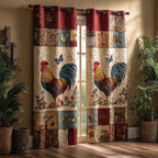 Gewatteerde gordijnen Boerderijhaan Patchwork – set van 2 panelen