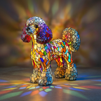 Lampe animale Cristal de Flamme style vitrail, allumée