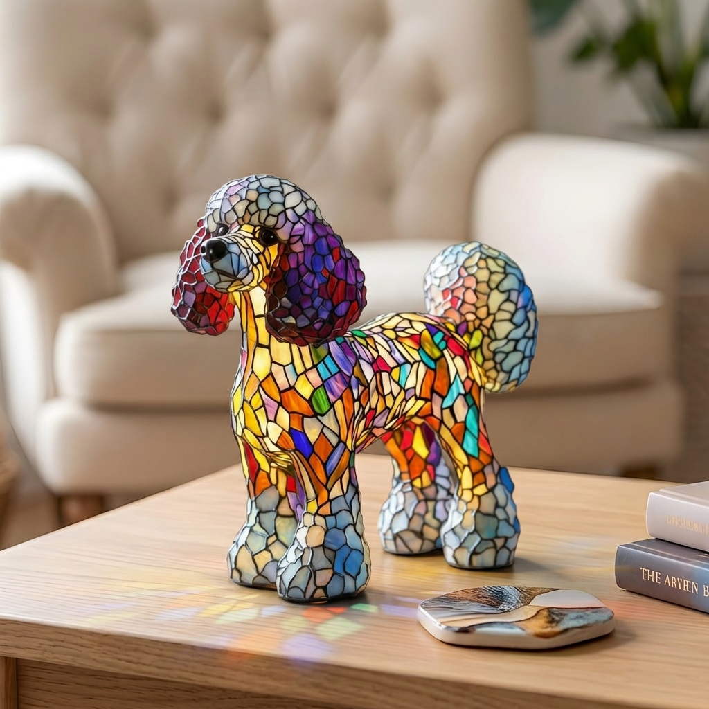 Lampe animale Cristal de Flamme sur une table en bois dans une pièce lumineuse