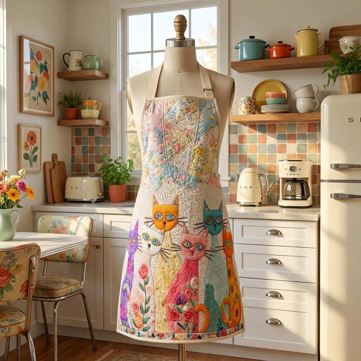 Tablier de cuisine matelassé Havre Félin Fleuri