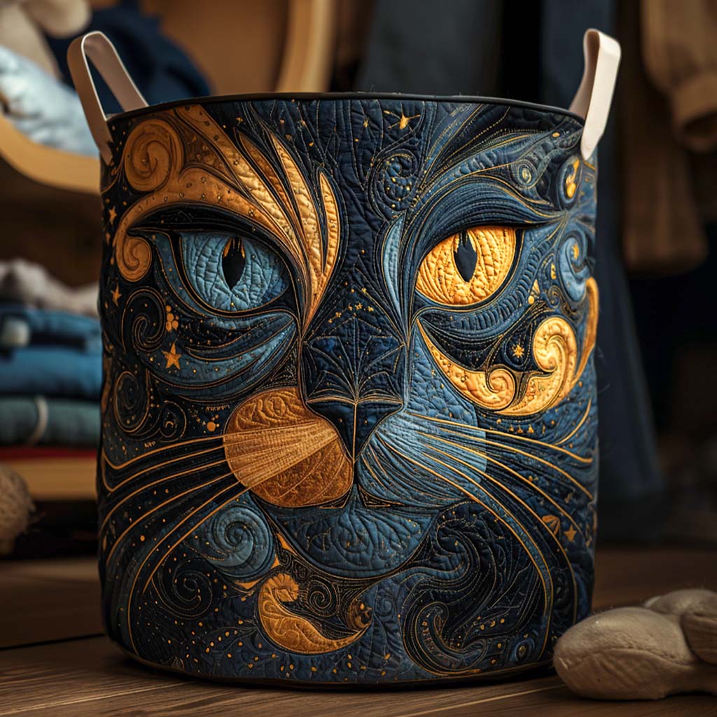 Panier à linge matelassé Chat galactique
