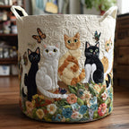 Panier à linge matelassé Chats du jardin