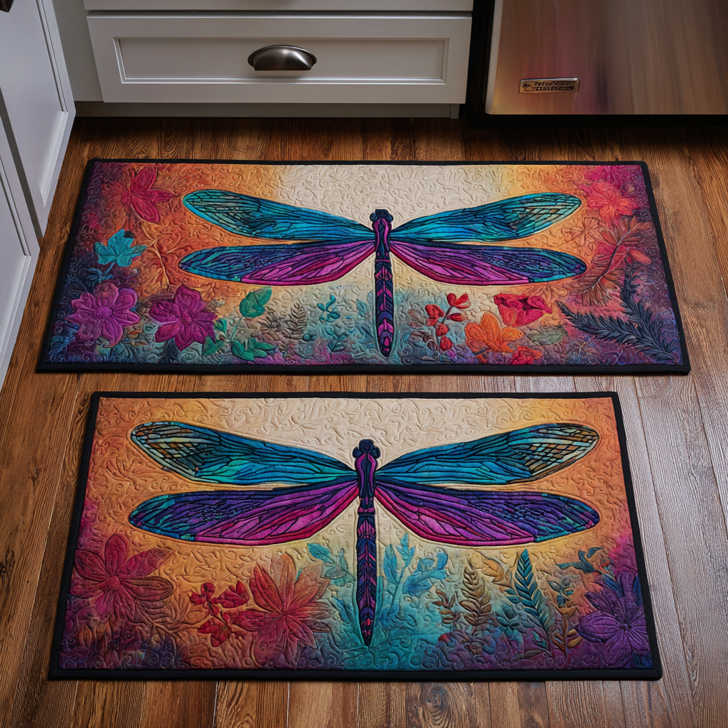 Lot de tapis de cuisine Libellule Dorée