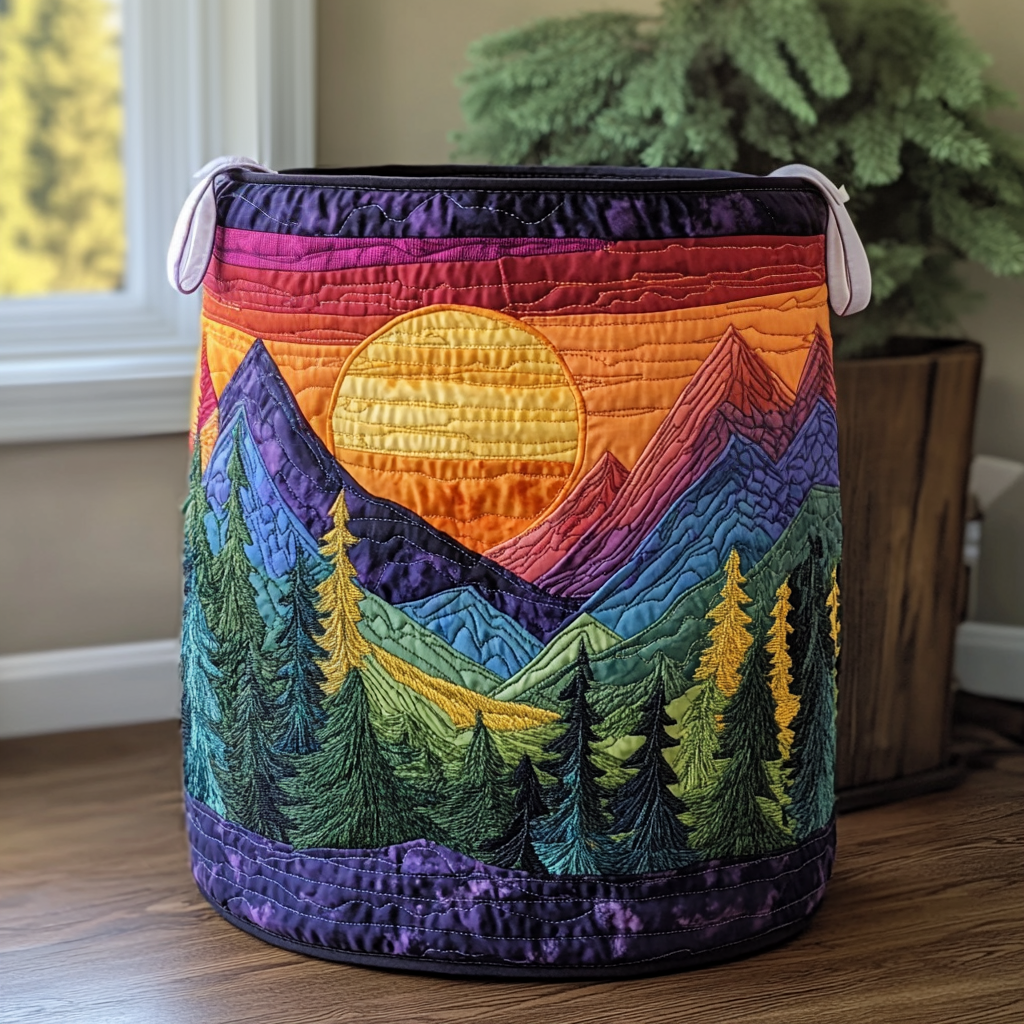 Panier à linge matelassé Sommets dorés