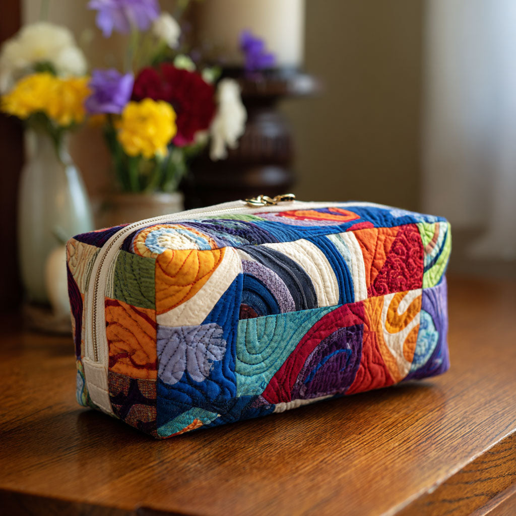 Trousse de maquillage matelassée Vagues Rétro