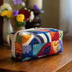 Trousse de maquillage matelassée Vagues Rétro