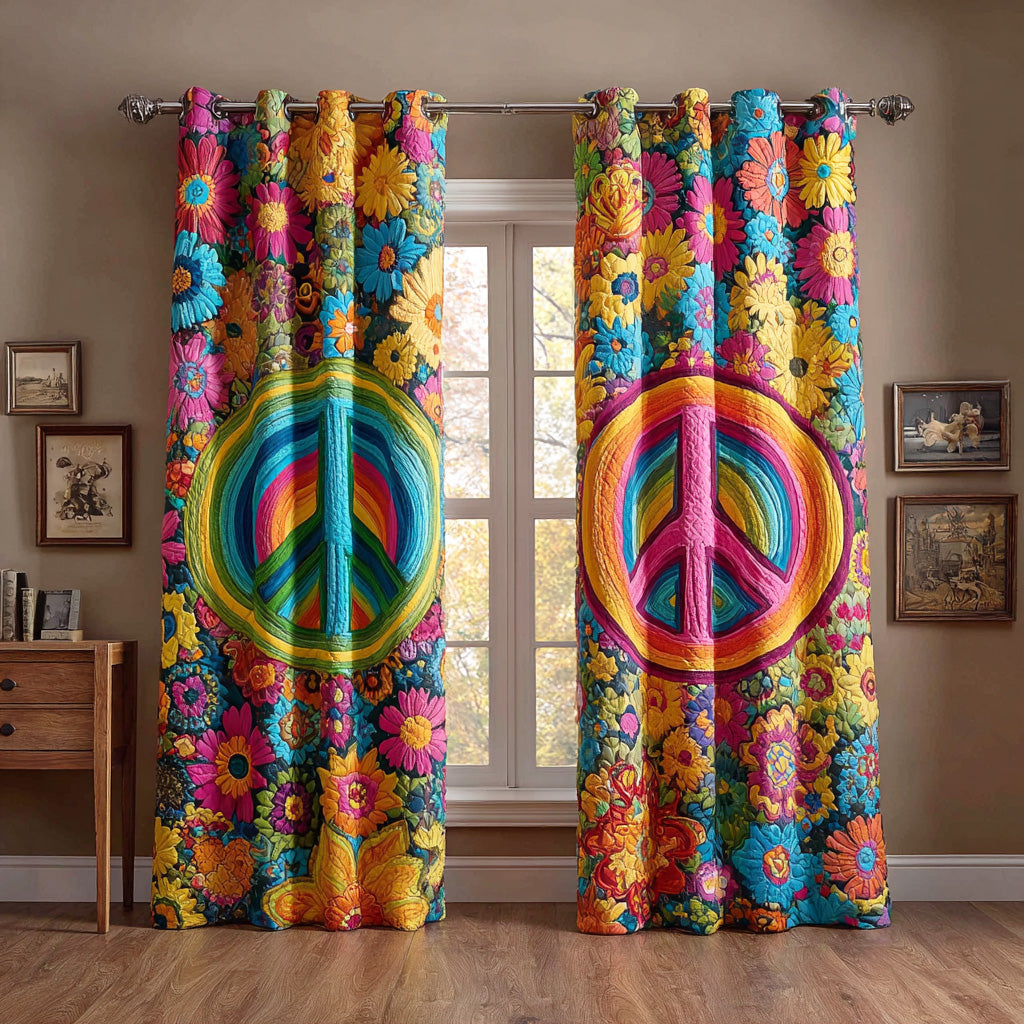 Rideaux matelassés Rêve de paix hippie – lot de 2 panneaux