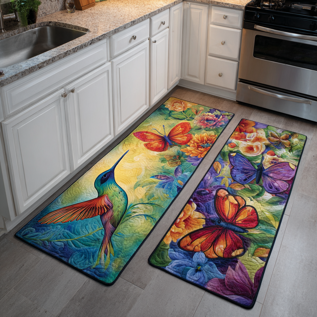 Lot de tapis de cuisine Jardin de Colibris
