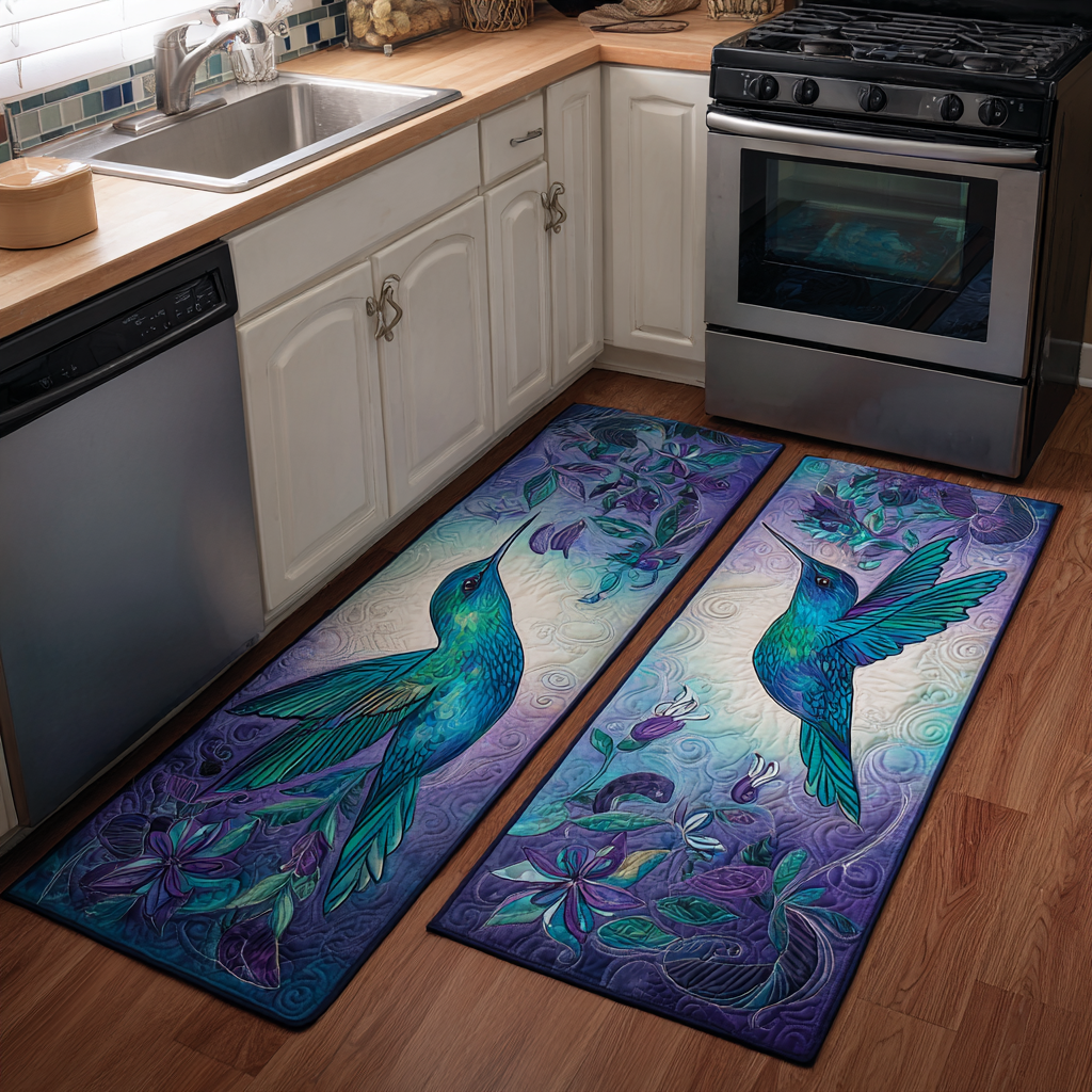 Lot de tapis de cuisine Colibri au Soleil