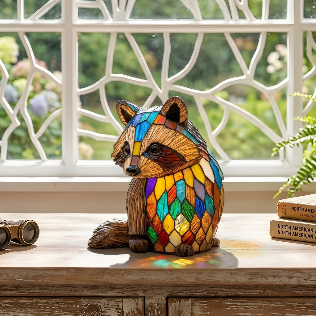 Jackie Wasbeer dierenlamp op een houten tafel in een lichte kamer