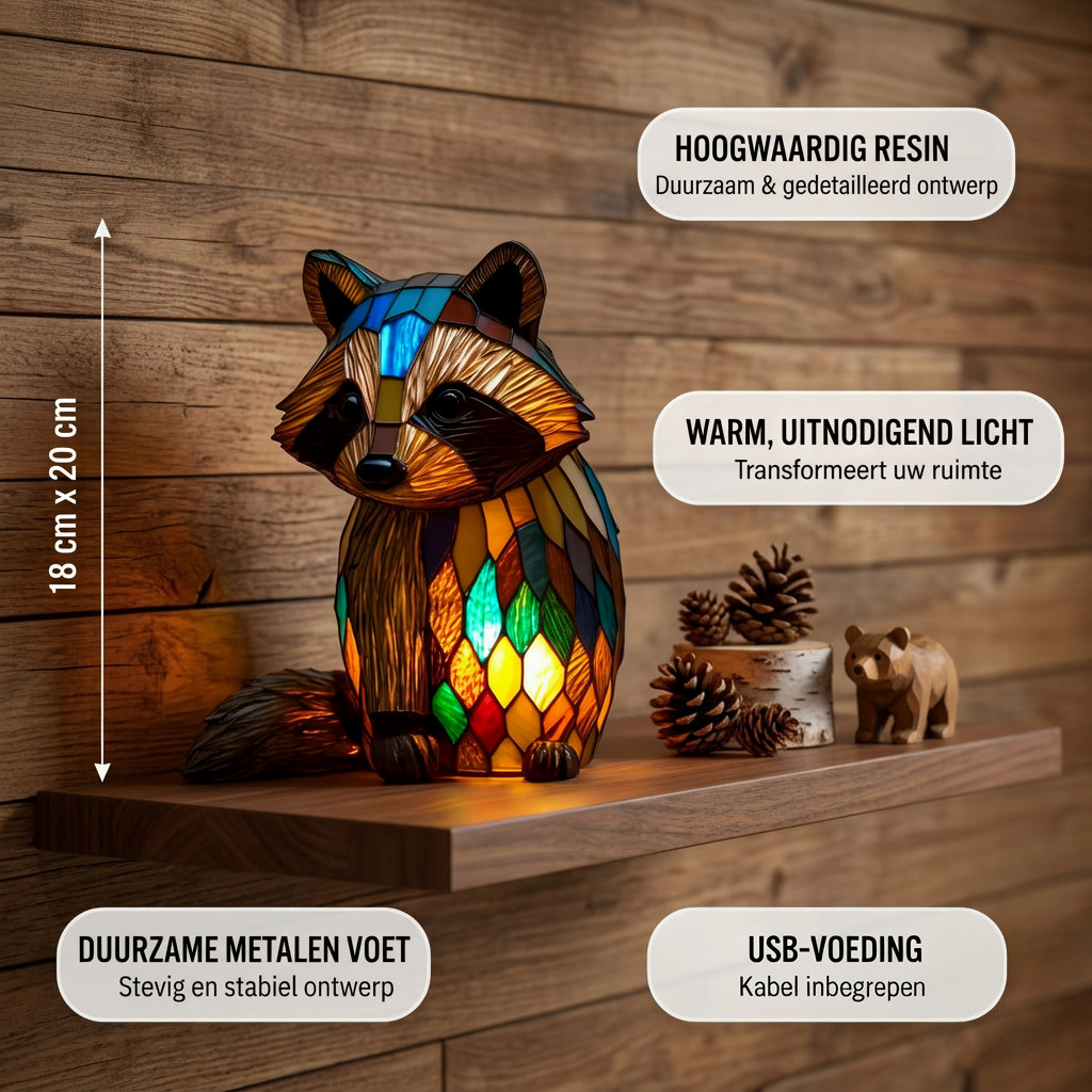 Jackie Wasbeer dierenlamp met productkenmerken