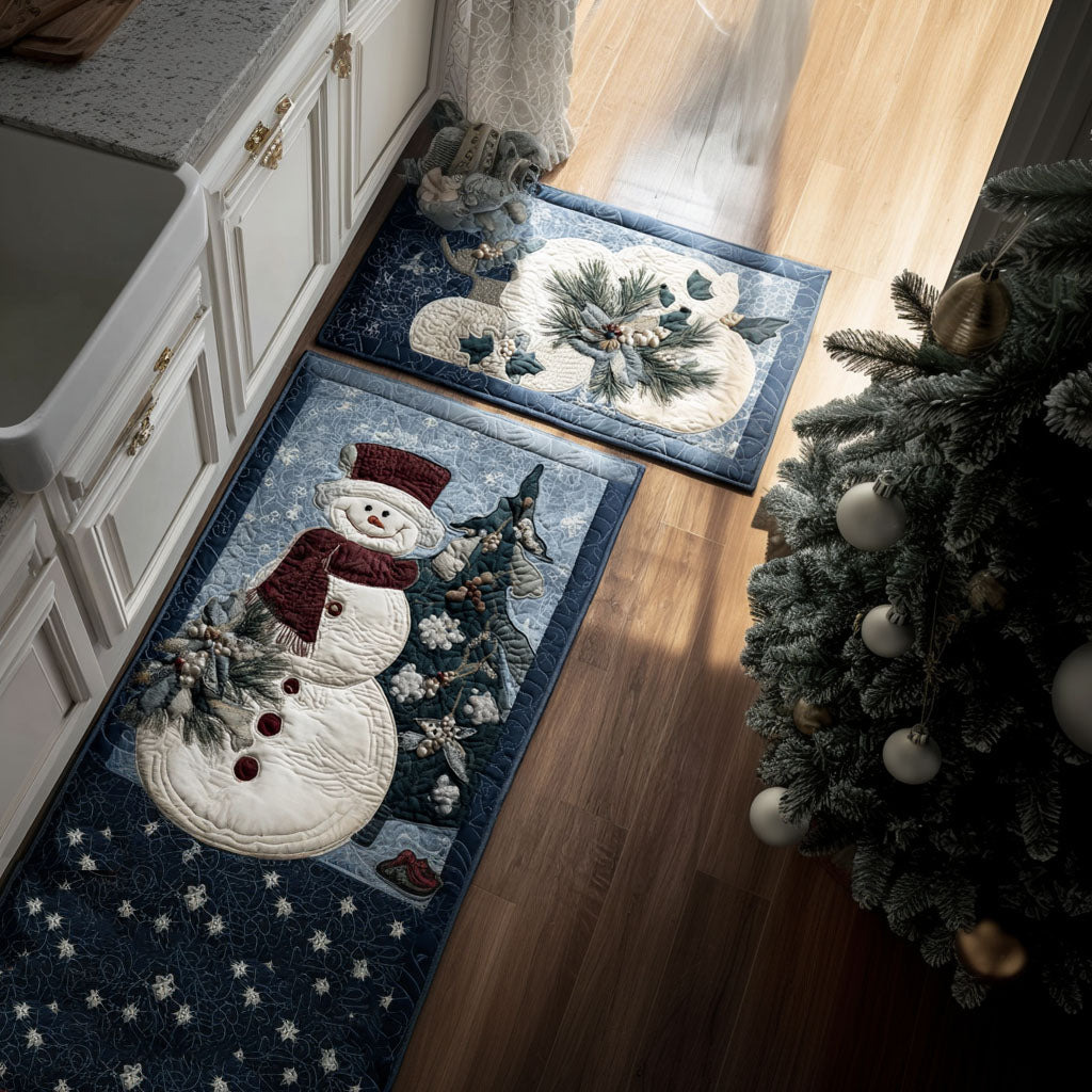 Lot de tapis de cuisine Joyeux Bonhomme de Neige