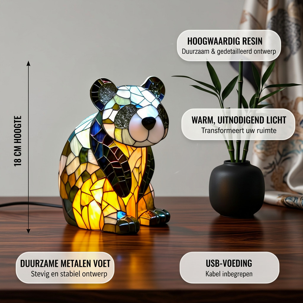Kloffie Panda dierenlamp met productkenmerken