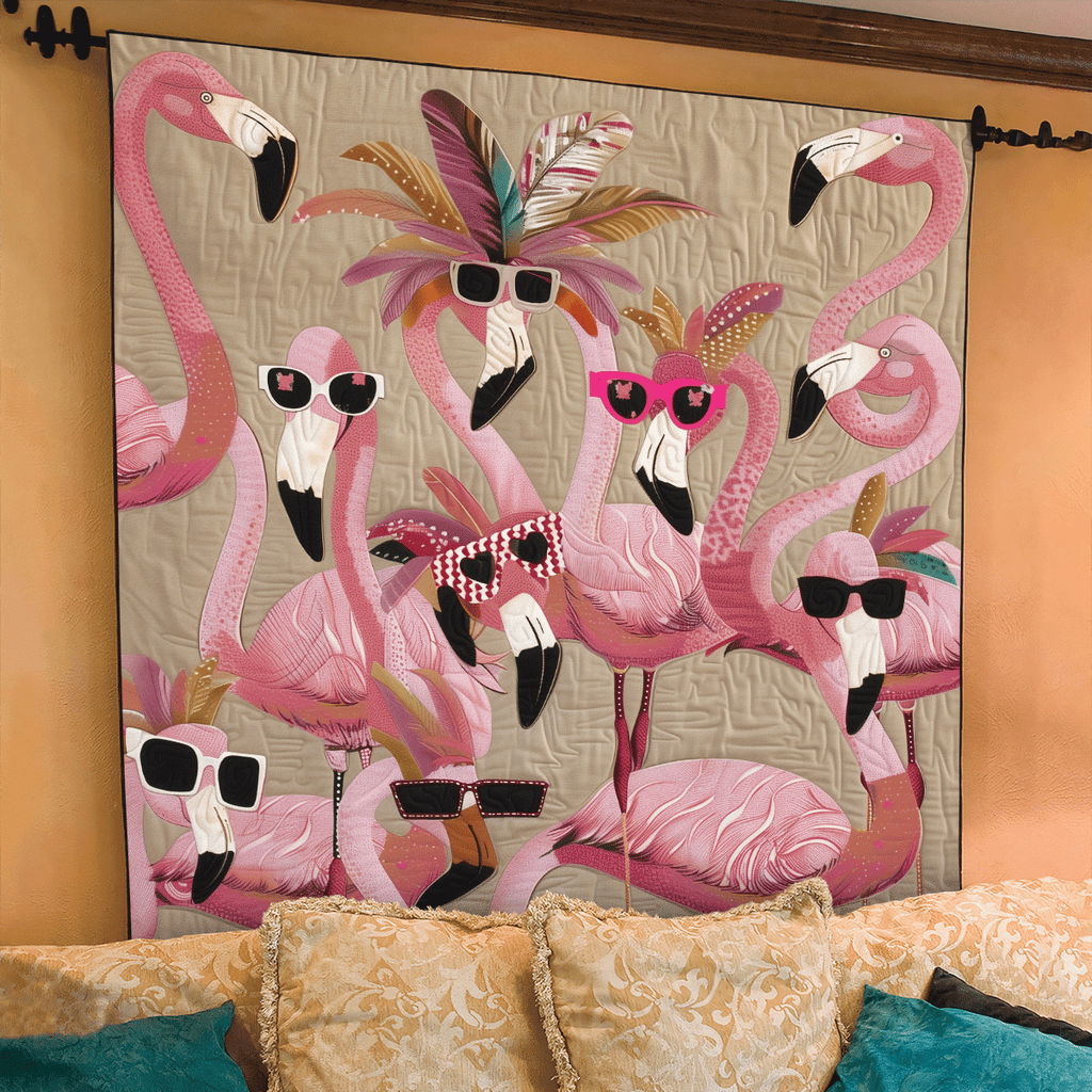 Gewatteerde bedsprei Tropische Flamingo – extra foto
