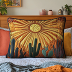 Taie d'oreiller matelassée Lever de soleil aux cactus – vue de face