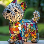 Lampe animale Moomie Compagnon style vitrail, allumée