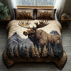 Parure de lit matelassée Élan des montagnes – housse de couette et 2 taies d'oreiller