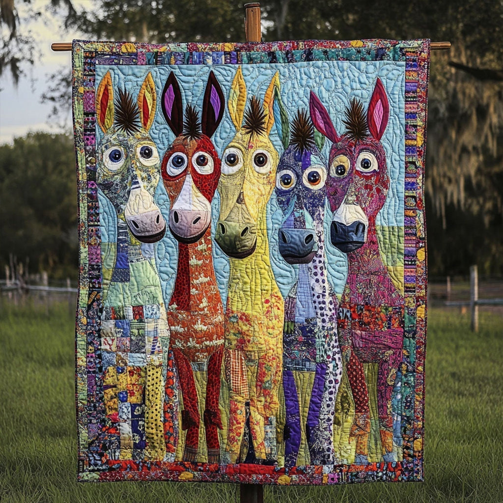 Couvre-lit matelassé Poneys en patchwork – motif complet