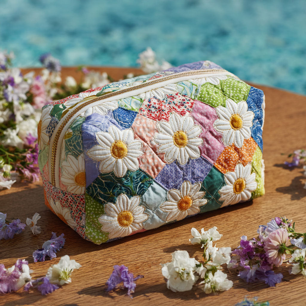 Trousse de maquillage matelassée Chemin de Pétales