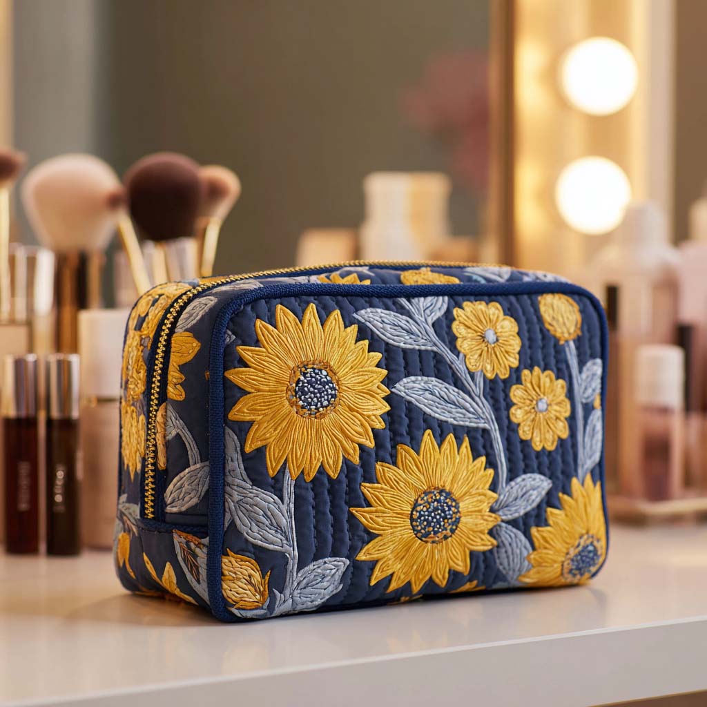 Trousse de maquillage matelassée Floraison Radieuse