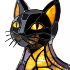 Gros plan de la lampe animale Félin de Minuit Chat, détail de la mosaïque colorée