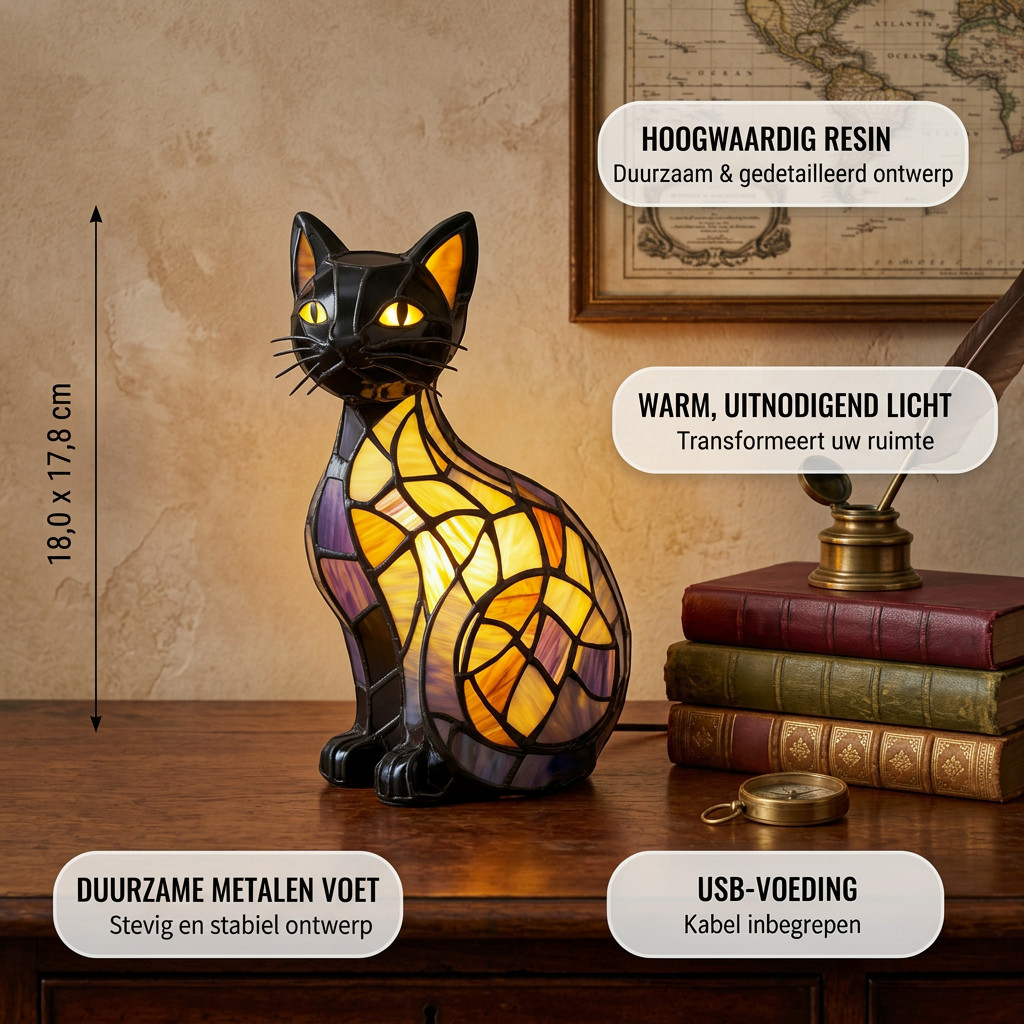 Lampe animale Félin de Minuit Chat avec les caractéristiques du produit
