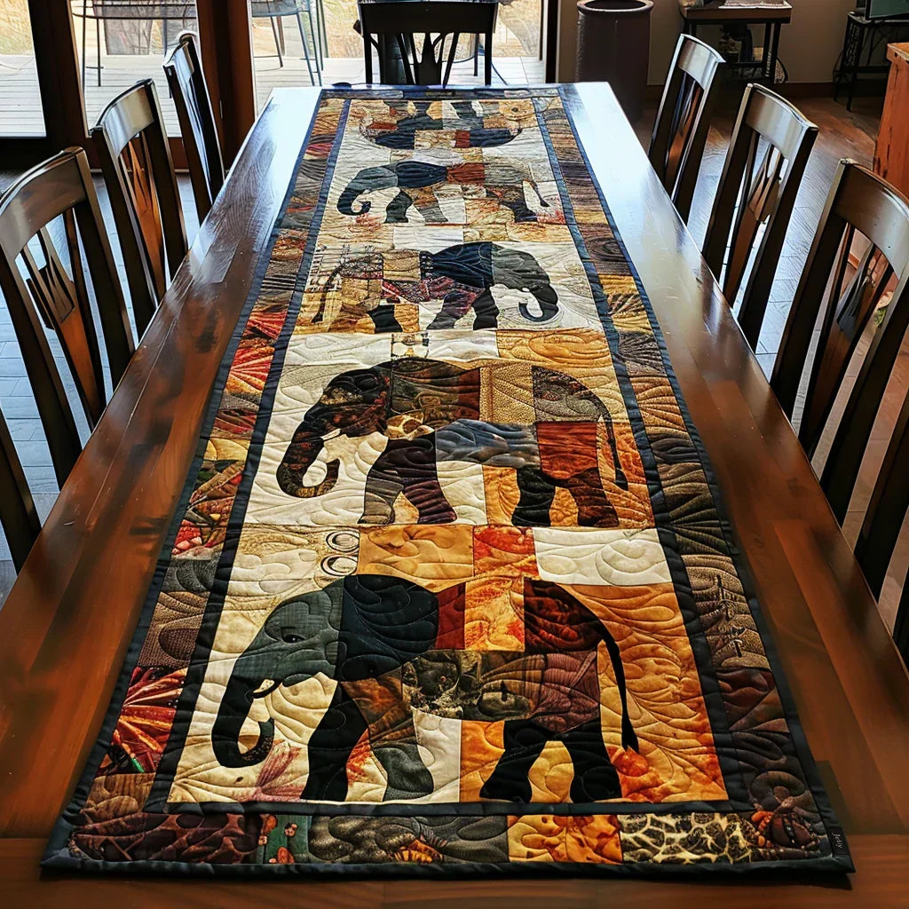 Chemin de table matelassé Éléphant Royal