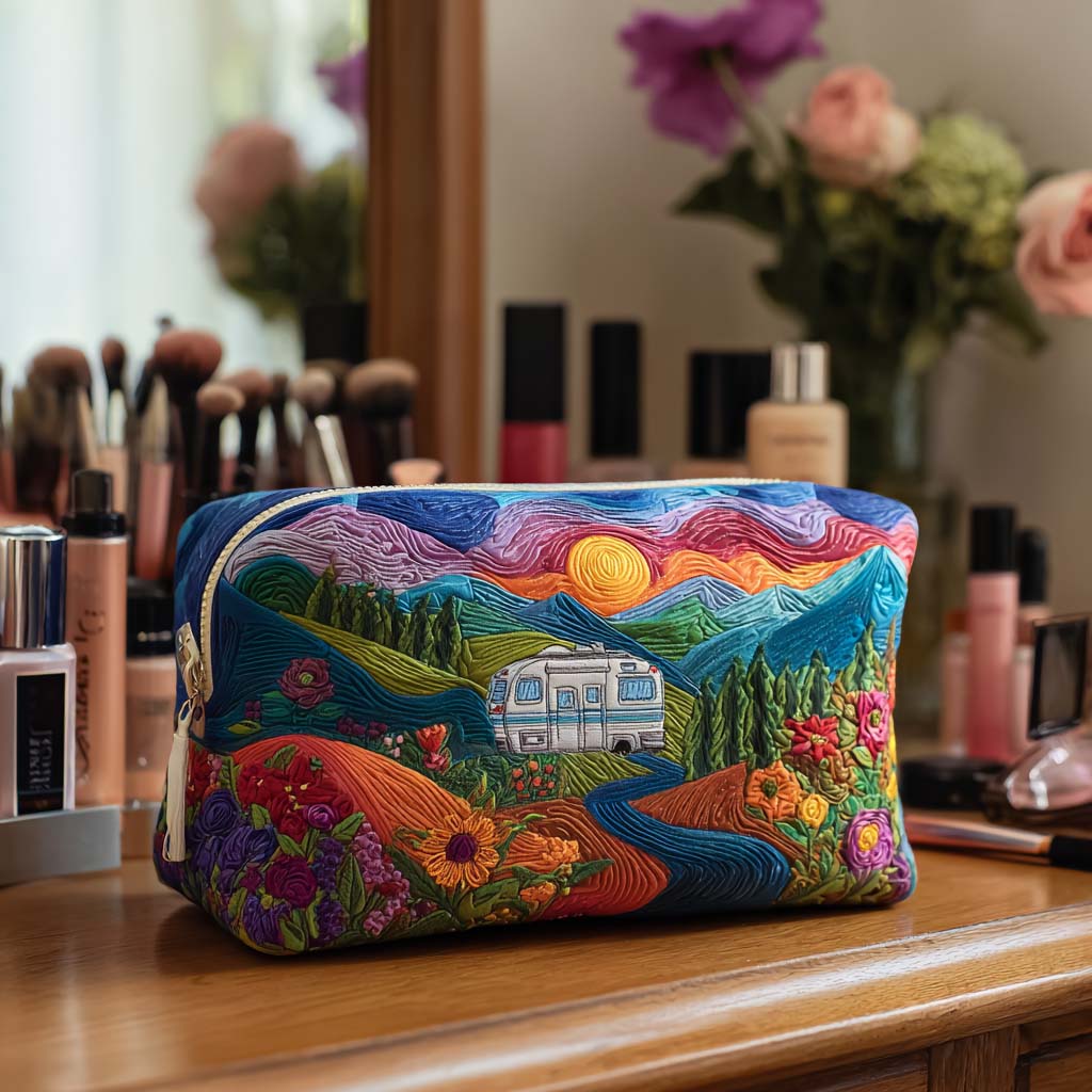 Trousse de maquillage matelassée Route des Couleurs