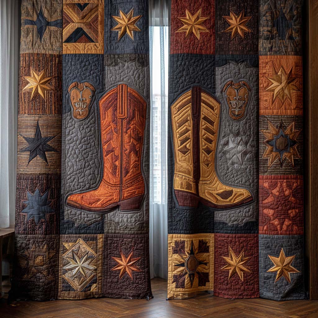 Gewatteerde gordijnen Rodeo Patchwork – set van 2 panelen