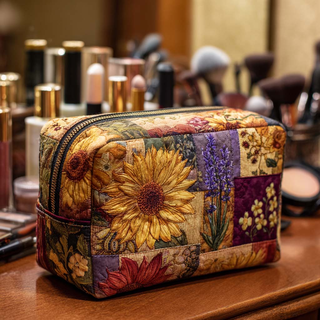 Trousse de maquillage matelassée Tournesol Champêtre