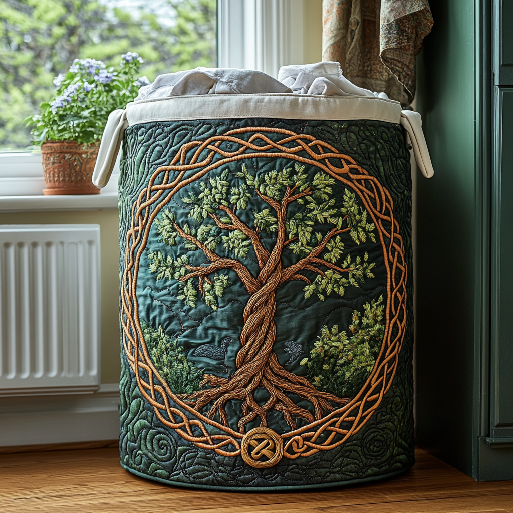 Panier à linge matelassé Arbre sacré