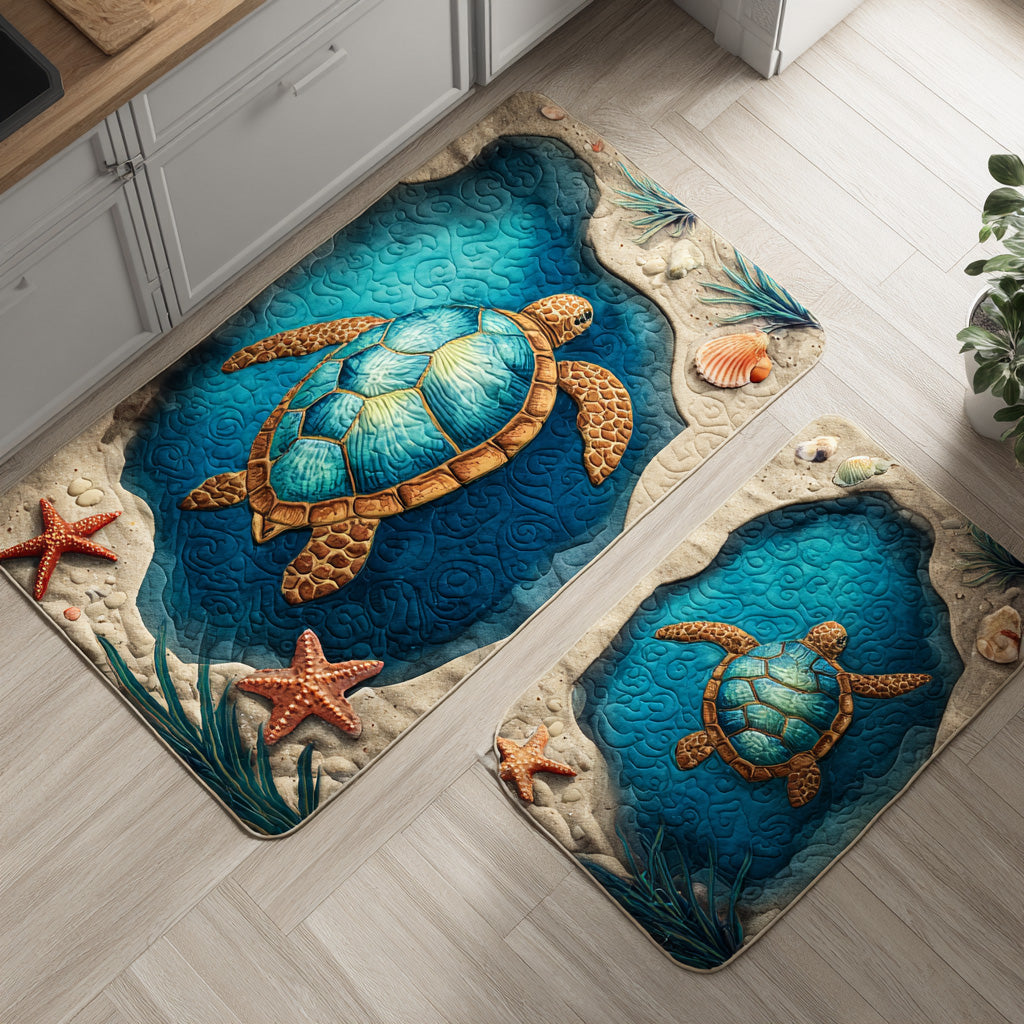 Lot de tapis de cuisine Fleurs de Mer