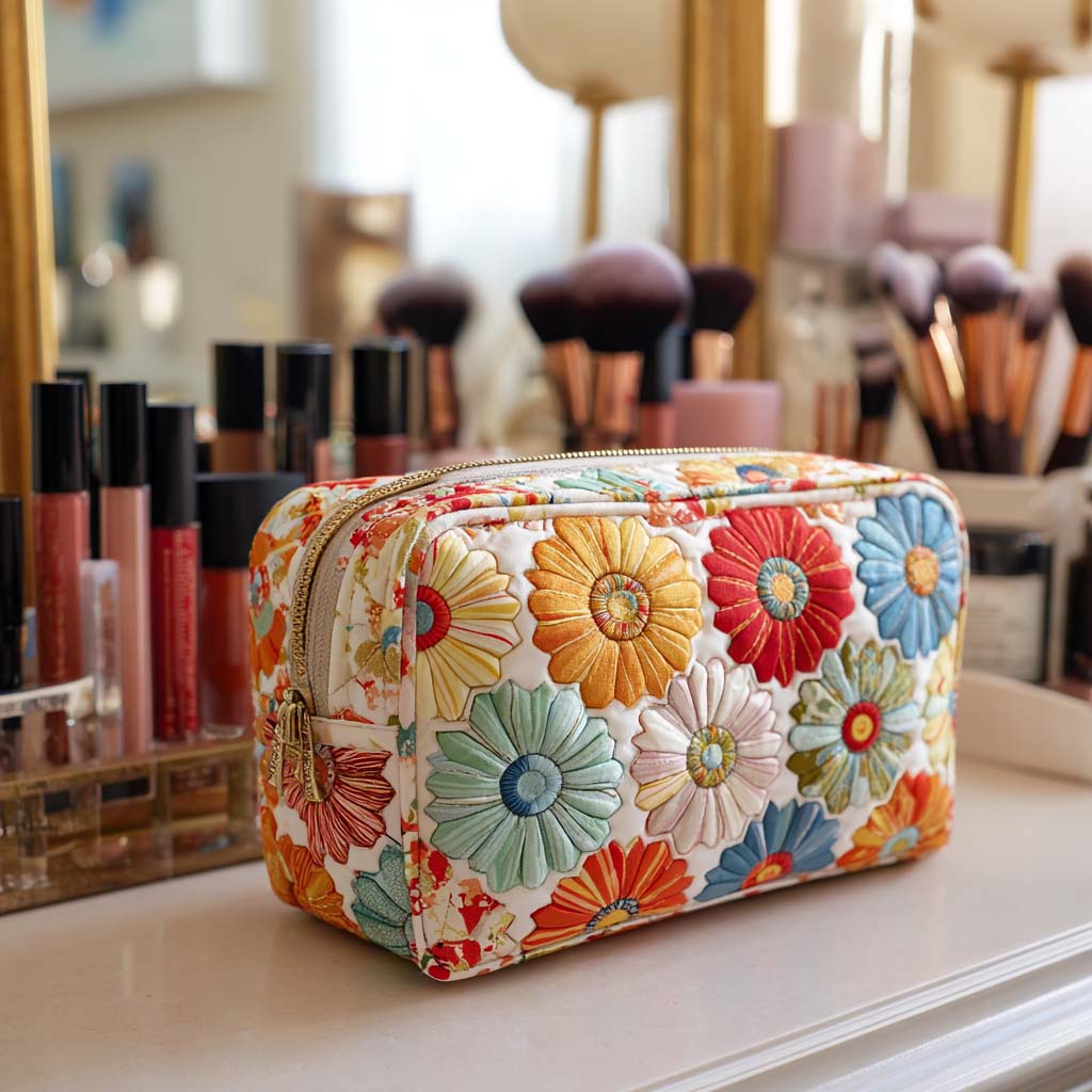 Trousse de maquillage matelassée Pétales Brillants