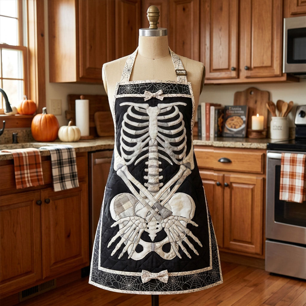 Gewatteerd keukenschort Skeletboeket