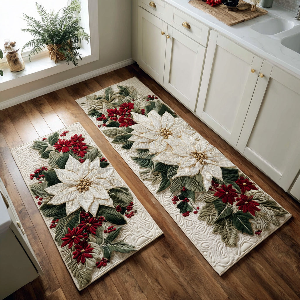 Lot de tapis de cuisine Pétales Enneigés
