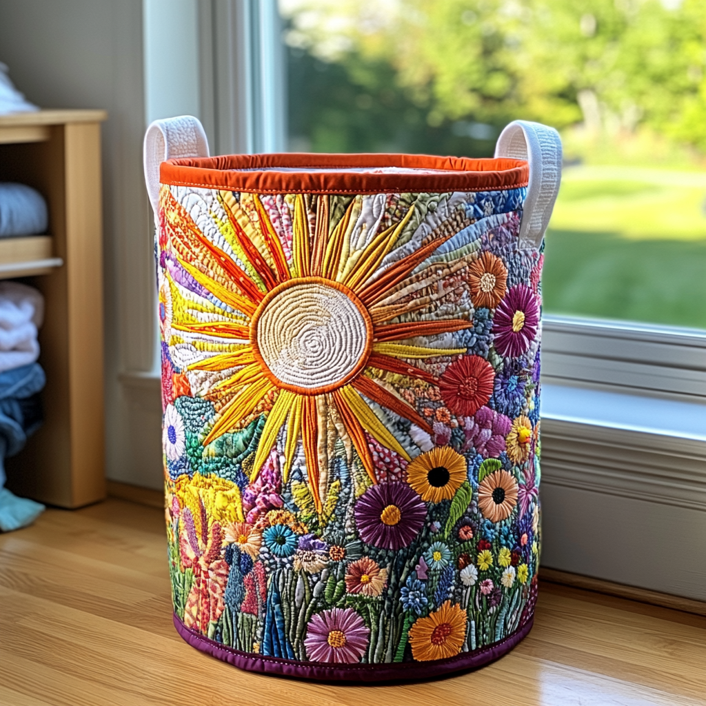 Panier à linge matelassé Tournesols en fleurs