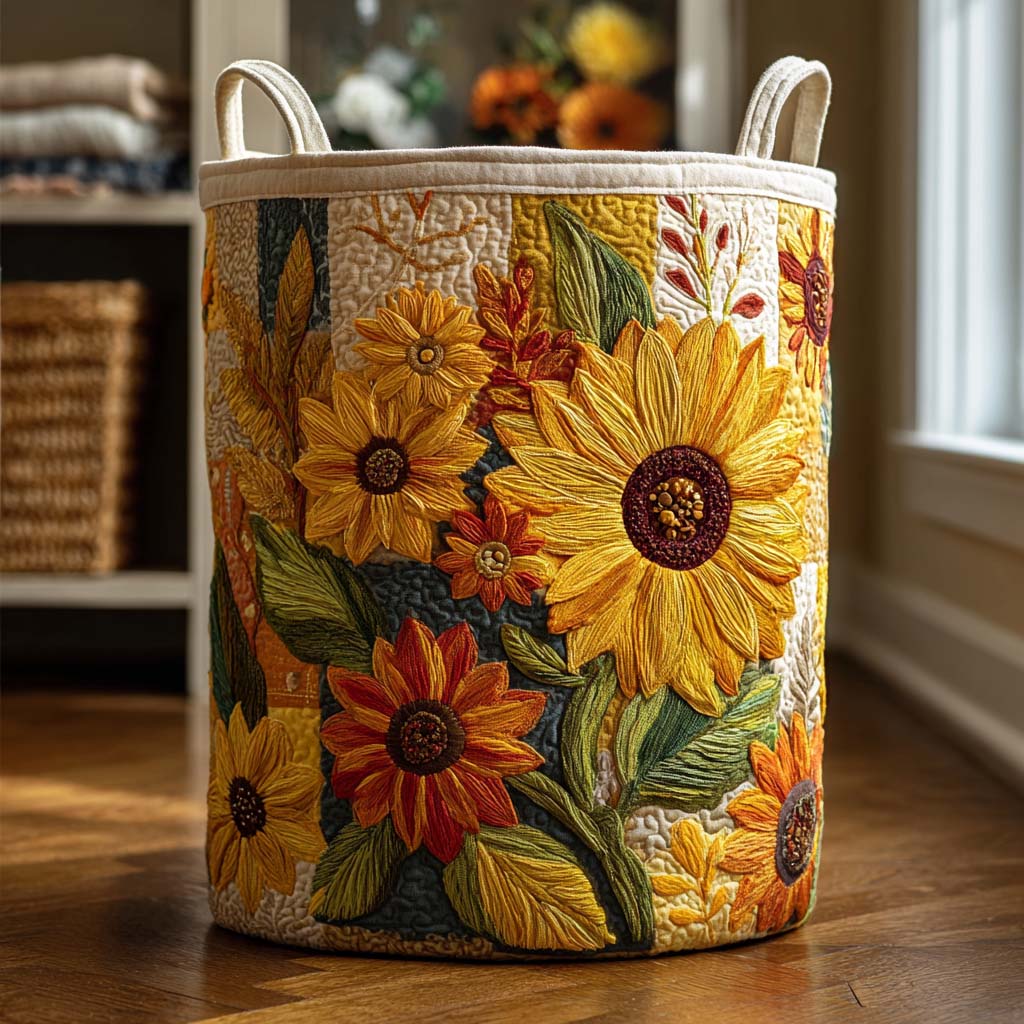 Panier à linge matelassé Rêve de tournesols