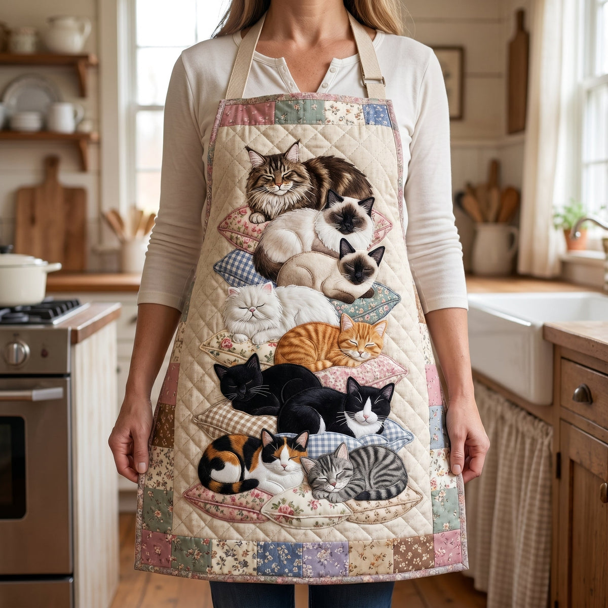 Tablier de cuisine matelassé Pattes en Fleurs