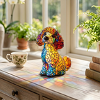 Elegante Poedel dierenlamp op een houten tafel in een lichte kamer
