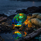 Lampe animale Tortue Molokai allumée dans une pièce chaleureuse le soir